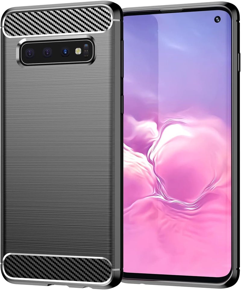 Aikcks for Samsung Galaxy S10 Phone case, Shockproof, Scratch Resistant Carbon Fiber Jacket, Soft TPU, for Galaxy S10 case (Black,) - Image 1